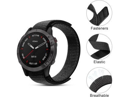 287629 2 nylonovy reminek pro garmin 20mm cerny provlekaci