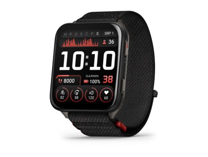 288985 garmin venu x1 black pouzdro s titanovou zadni stranou slate a nylonovym reminkem comfortfit v barve black