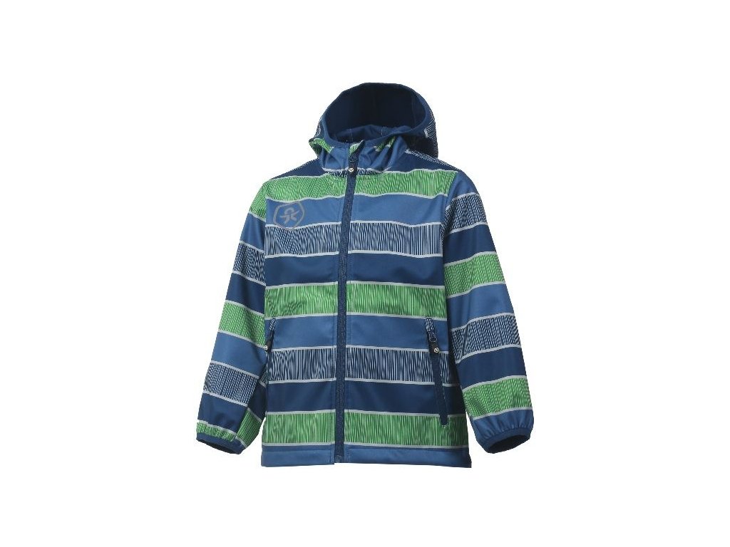 Kvalitní dětská prodyšná jarní softshellová bunda s kapucí a reflexními prvky Color Kids Tadimir - Jeans blue v modré barvě