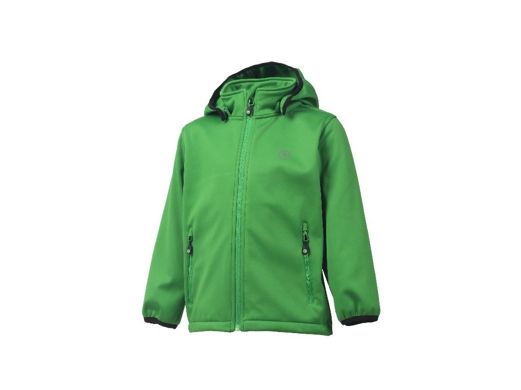 Kvalitní dětská prodyšná jarní softshellová bunda s kapucí a reflexními prvky Color Kids Ralado - Online green v zelené barvě