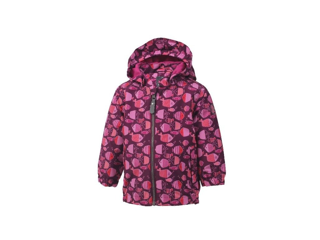 Kvalitní dětská nepromokavá jarní outdoorová bunda s kapucí a reflexními prvky Color Kids Torke - Magenta purple ve vínové barvě