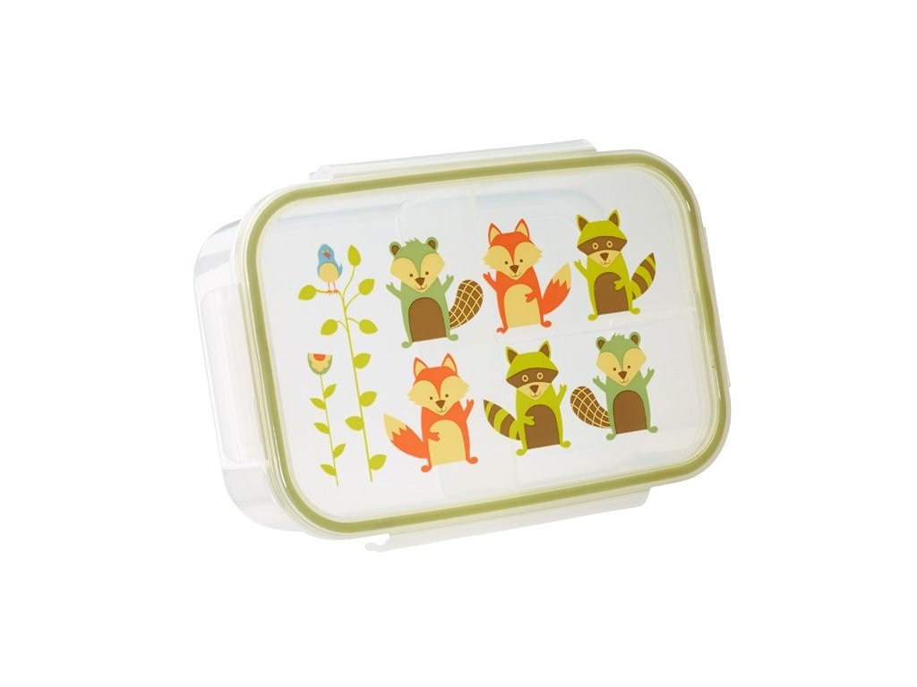Kvalitní dětská svačinová krabička s třemi oddělenými částmi a bez BPA Sugarbooger Good Lunch box - What did the Fox Eat