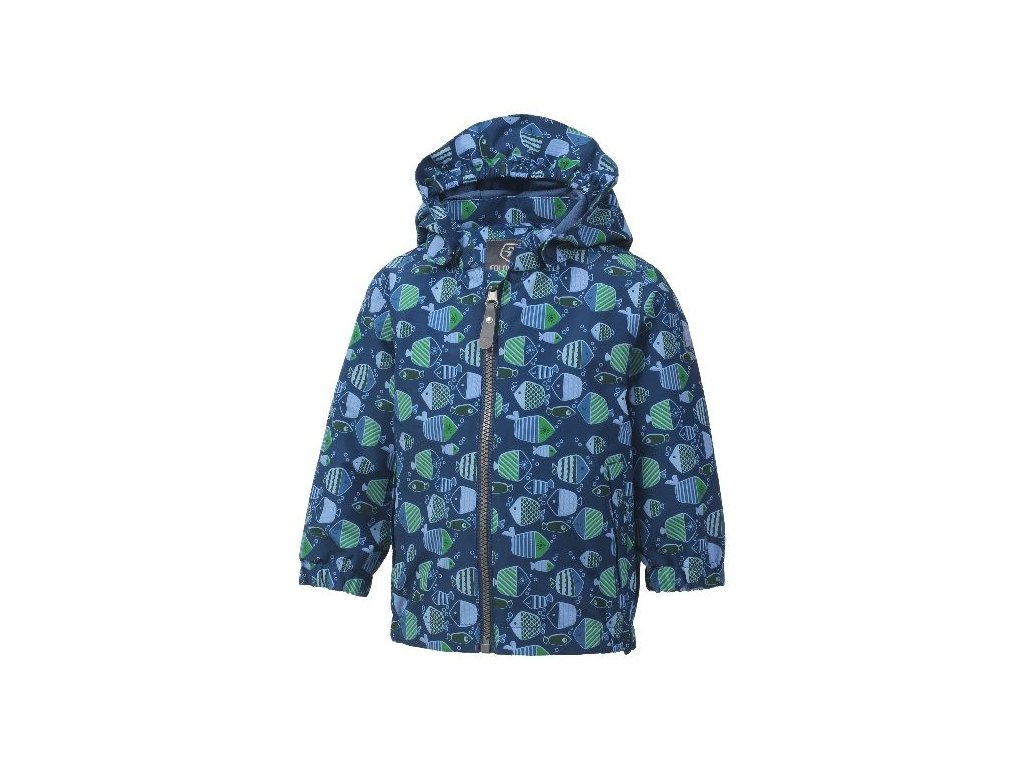 Kvalitní dětská nepromokavá jarní outdoorová bunda s kapucí a reflexními prvky Color Kids Torke - Estate blue v modré barvě