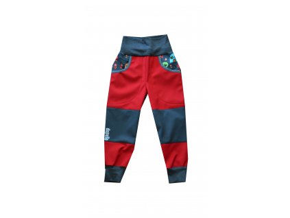 Kvalitní dětské lehké softshellové kalhoty s reflexními prvky DupeTo v červené barvě