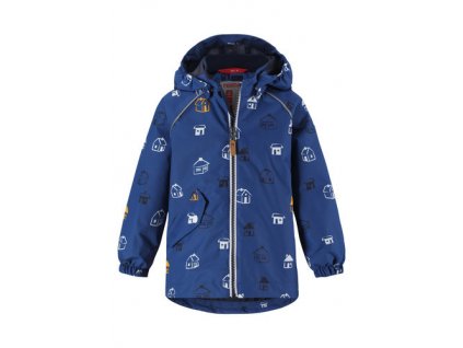 Kvalitní dětská nepromokavá jarní bunda s kapucí a reflexními prvky Reima Tontti Dark denim v modré barvě 