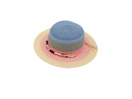 Dívčí letní klobouk Maximo modrý s korálky