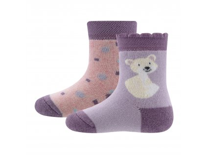 Dětské zateplené ponožky Ewers 2 pack fialovo - růžové