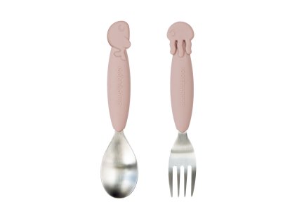 YummyPlus set lžíce a vidličky Sea friends - růžový