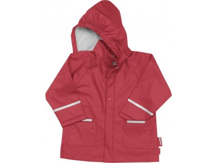 Kvalitní dětská chlapecká nepromokavá jarní bunda (pláštěnka) s kapucí a reflexními prvky Playshoes v červené barvě