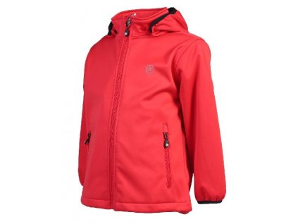 Kvalitní dětská zateplená jarní softshellová bunda s kapucí a reflexními prvky Color Kids Ralado softshell Racing red v červené barvě