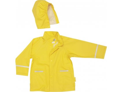 Kvalitní dětská nepromokavá jarní bunda (pláštěnka) s kapucí a reflexními prvky Playshoes ve žluté barvě