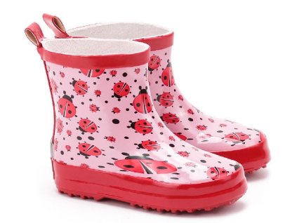 Kvalitní dětské nízké gumáky z přírodního kaučuku Playshoes Berušky v růžové barvě