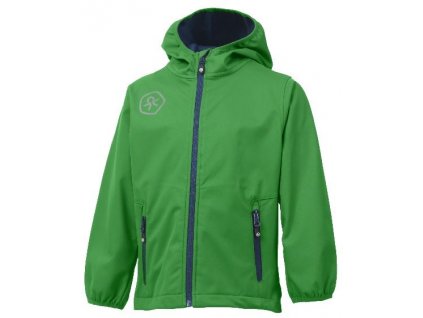 Kvalitní dětská prodyšná jarní softshellová bunda s kapucí a reflexními prvky Color Kids Barkin - Online green v zelené barvě