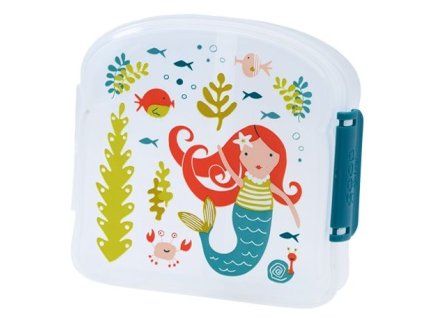 Kvalitní dětská svačinová krabička s třemi oddělenými částmi a bez BPA Sugarbooger Good Lunch sandwich box - Isla the Mermaid