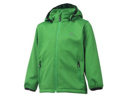 Kvalitní dětská prodyšná jarní softshellová bunda s kapucí a reflexními prvky Color Kids Ralado - Online green v zelené barvě