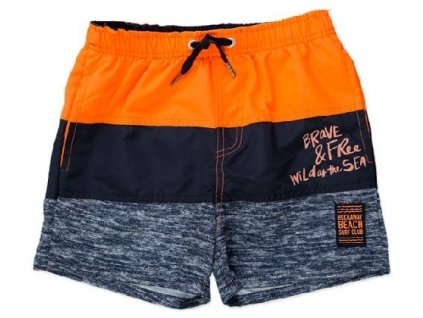 Kvalitní chlapecké rychleschnoucí šortkové plavky s UV ochranou Losan černo-oranžové 