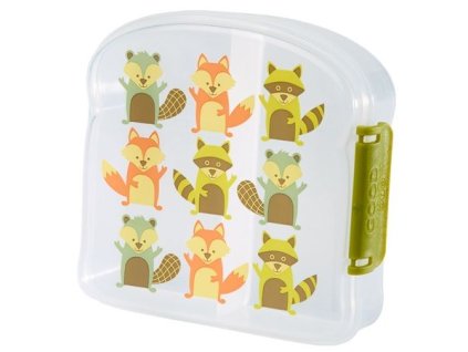 Kvalitní dětská svačinová krabička s třemi oddělenými částmi a bez BPA Sugarbooger Good Lunch sandwich box - What did the Fox Eat