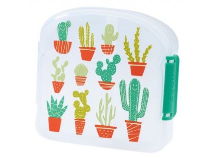Kvalitní dětská svačinová krabička s třemi oddělenými částmi a bez BPA Sugarbooger Good Lunch sandwich box - Happy Cactus 