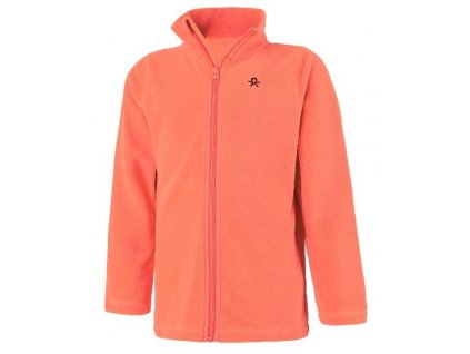 Kvalitní dětská hřejivá jarní fleecová mikina Color Kids Tembing fleece jacket Fiery coral v oranžové barvě