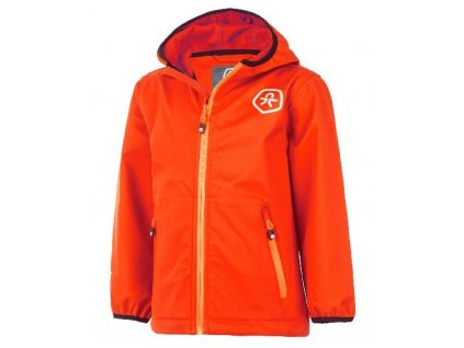 Kvalitní dětská prodyšná jarní softshellová bunda s kapucí a reflexními prvky Color Kids Barkin - Fiery coral v oranžové barvě 