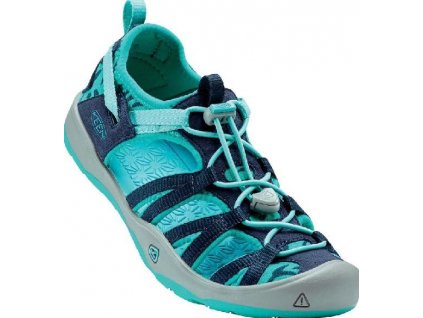 Kvalitní dětské pohodlné sandály pro sport a výlety Keen Moxie dress blues/viridian v tyrkysové barvě