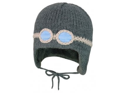 Kvalitní dětská zimní čepice Maximo brýle v šedé barvě