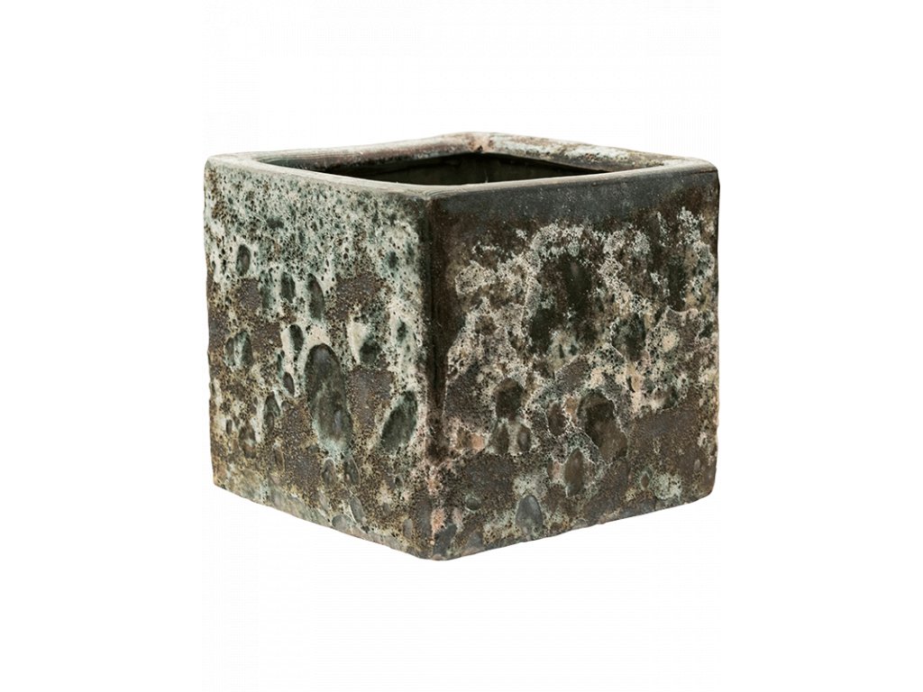 Moderní keramický květináč Baq Lava, Cube relic jade (glazed inside)