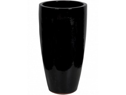 Moderní keramický květináč Plain, Partner Black Shiny
