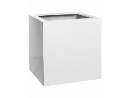 Moderní květináč Fiberstone Square Glossy White