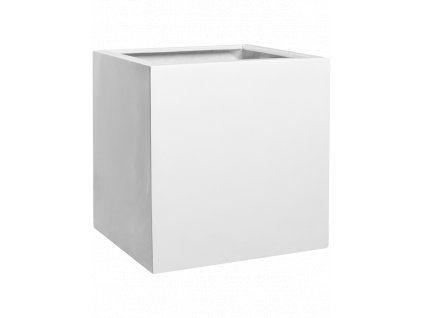 Moderní květináč Fiberstone Square Glossy White