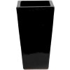 Moderní keramický květináč Plain, Kubis Black Shiny