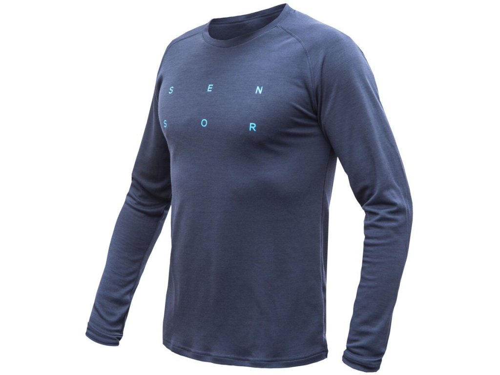 SENSOR MERINO BLEND TYPO pánské triko dl.rukáv deep blue