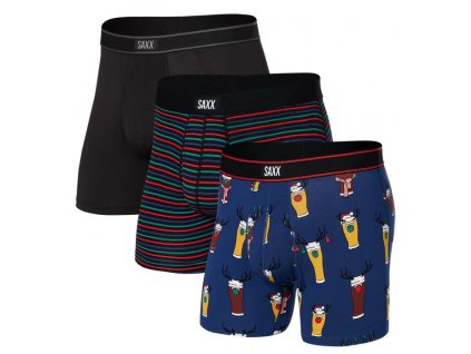 Saxx DAYTRIPPER BOXER BRIEF FLY 3PK brewdolph gent stripe black