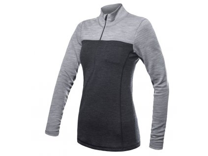 SENSOR MERINO BOLD dámské triko dl.rukáv zip anthracite cool gray