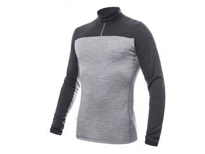 SENSOR MERINO BOLD pánské triko dl.rukáv zip cool gray anthracite