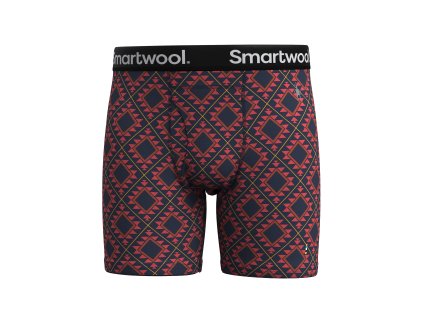 Smartwool M MERINO PRINT BOXER BRIEF BOXED scarlet red pánské boxerky