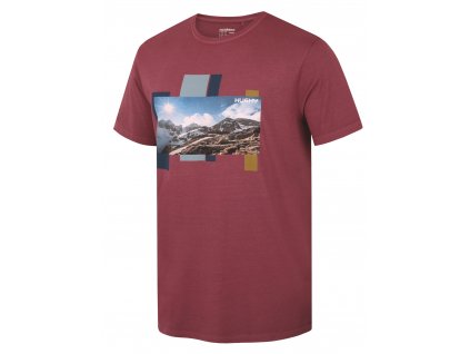 Husky Pánské bavlněné triko Tee Skyline M bordo  pánské tričko s krátkým rukávem