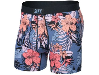 saxx ultra super soft boxer brief fly hibiscus jungle blue
