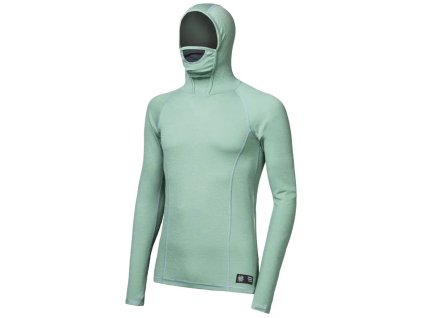 sensor merino df panske triko dl rukav s kapuci basil green