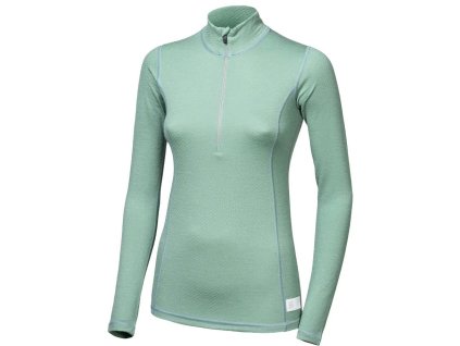 sensor merino df damske triko dl rukav zip basil green