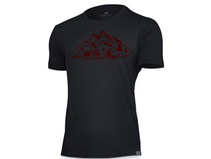 Lasting pánské merino triko s tiskem ALBI černé (Velikost L)