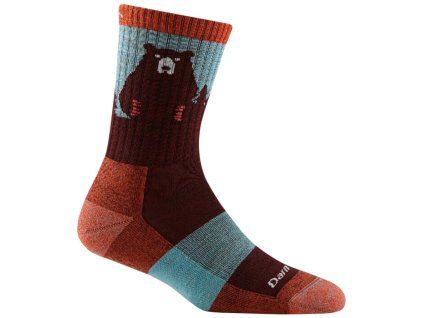 Darn Tough Bear Town Micro Crew Lightweight with Cushion Burgundy