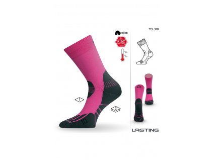 Lasting TCL 318 růžová trekingová ponožka