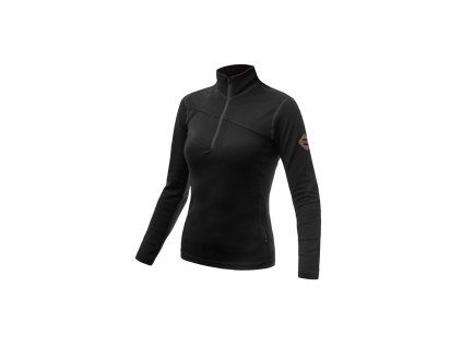 SENSOR MERINO UPPER dámská mikina krátký zip černá