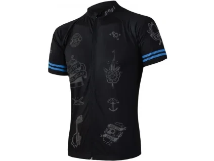 SENSOR CYKLO TATTOO pánský dres kr.rukáv celozip černá 01