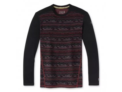 smartwool m merino 250 baselayer pattern crew boxed black tibetan red heather mountain range 01