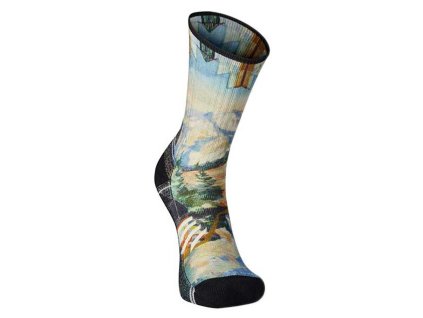 smartwool performance hike light cushion mountain print crew socks mist blue1