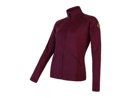 SENSOR MERINO UPPER dámská mikina celozip port red