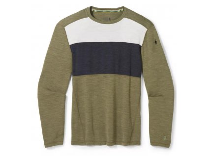 Smartwool M CLASSIC THERMAL MERINO BASE LAYER COLORBLOCK CREW BOXED winter moss heather