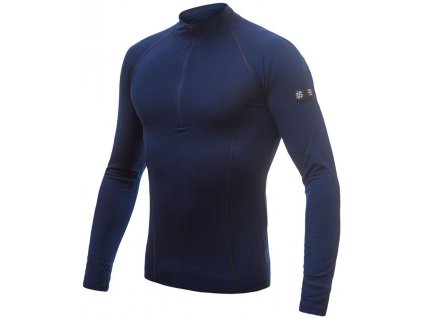 SENSOR MERINO ACTIVE pánské triko dl.rukáv stoják zip deep blue